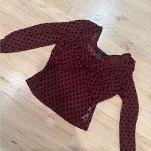 Forever 21 Maroon Polka Dot Blouse